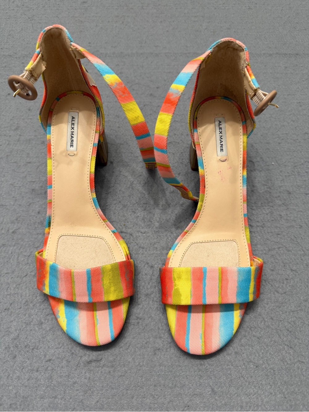Women’s Alex Marie Multicolor Striped Block Heel Sandals Size 8.5M
